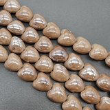 Бусина Сердце из керамики, коричневый, 12*12.5 мм, шт