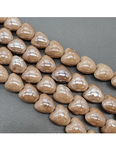 Бусина Сердце из керамики, коричневый, 12*12.5 мм, шт