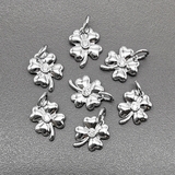 Подвеска клевер с фианитом, 12*10 мм, родий