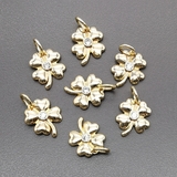 Подвеска клевер с фианитом, 12*10 мм, позолота