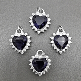 Подвеска Сердце, фиолетовый, 14*17 мм, родий