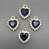 Подвеска Сердце, фиолетовый, 14*17 мм, позолота