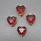 Подвеска Сердце, красный, 12*10 мм, позолота