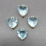 Подвеска Сердце, голубой, 12*10 мм, позолота