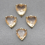 Подвеска Сердце, бежевый, 12*10 мм, позолота