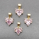 Подвеска Сердце, розовый, 15*9.5 мм, позолота