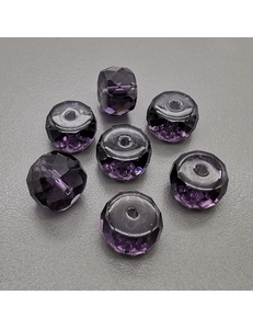 Бусина стеклянная Граненный рондель, фиолетовый, 12.5*7.5 мм