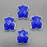 Подвеска Мишка, синий, 23*16 мм, родий