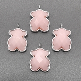 Подвеска Мишка, розовый, 23*16 мм, родий