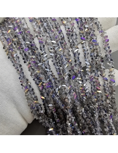 Бусина стеклянная крошка, серый с фиолетовым переливом, 3*4 мм