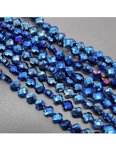 Бусина стеклянная Граненный клевер, синий, 8 мм, 5 шт