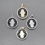 Подвеска, Круг Хамса, с черной эмалью, 13 мм