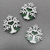 Подвеска Дерево Жизни, с фианитами и зеленой вставкой, 20*24 мм