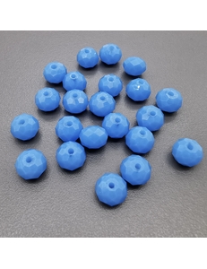 Бусина стеклянная рондель, граненная, голубой, 8*5.5 мм, тип1