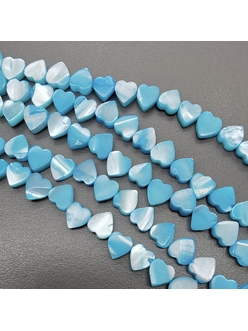 Бусина Сердце Перламутр, голубой, 6 мм
