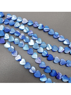 Бусина Сердце Перламутр, синий, 6 мм, 5 шт