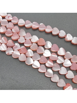 Бусина Сердце Перламутр, розовый, 6 мм, 5 шт