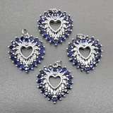 Подвеска Сердце, с синими фианитами, 23*21 мм, родий