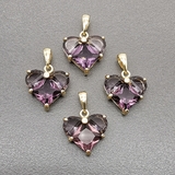 Подвеска Сердце, фиолетовый, 14 мм, позолота