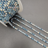 Стразовая цепь, 2.5 мм, синий голубой прозрачный