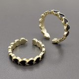 Кольцо сердца с черной эмалью, 21*4 мм, позолота