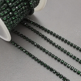 Стразовая цепь, 2.5 мм, зеленая