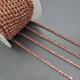 Стразовая цепь, 2.5 мм, розовый