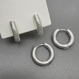 Серьги кольца пружинки, 20*4 мм, родий