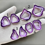 Подвески Агата, фиолетово-сиреневые 1, родий