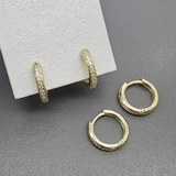 Серьги кольца с фианитами, 16*3 мм, позолота