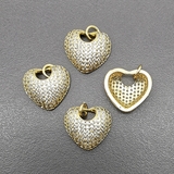 Подвеска Сердце, с фианитами, 15*14 мм, позолота