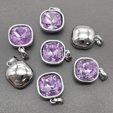 Подвеска квадрат, сиреневый, 14*12 мм, родий