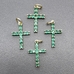 Подвеска Крест с зелеными фианитами, 19*12 мм, позолота