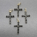 Подвеска Крест с черными фианитами, 19*12 мм, позолота