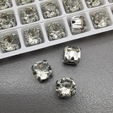 Кристаллы в цапах Круг, 6 мм, серый, родий