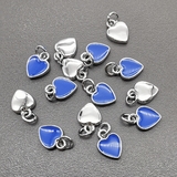 Подвеска Сердце с синий эмалью, 6.5*8.5 мм, родий