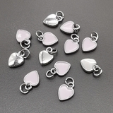 Подвеска Сердце светло розовый эмалью, 6.5*8.5 мм, родий