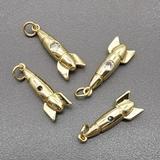 Подвеска Ракета с фианитом, 22*4 мм, позолота