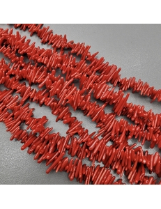 Бусины Коралл красный, палочки, 7-13 мм