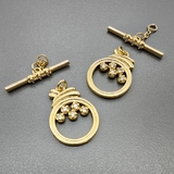 Замок Тогл круг с фианитами, 19*14 мм, позолота