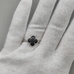 Кольцо клевер с черной керамикой, 19.5*12 мм, родий