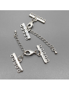 Замок на 5 нитей с удлинительной цепочкой, 25 мм, родий