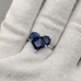 Кольцо с синим сердцем, 20*13 мм, родий