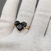 Кольцо с черным сердцем, 20*13 мм, позолота