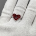 Кольцо с красным сердцем, 20*13 мм, родий