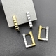 Серьги прямоугольник линии, 13*20 мм, биколор
