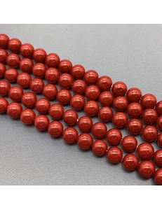 Жемчуг Майорка, красный, глянцевый, 6 мм