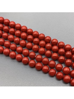 Жемчуг Майорка, красный, глянцевый, 6 мм