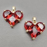 Подвеска Сердце, красный, 19*21.5 мм, позолота