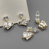 Серьги прозрачные сердца, 17*12 см, позолота